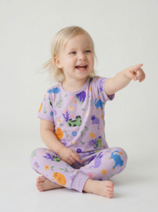 Lilac Blossom Whiskers Short Sleeve Set