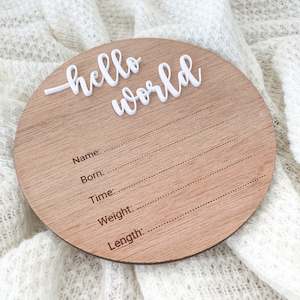 Disc: Hello World Birth Announcement Disc with Details