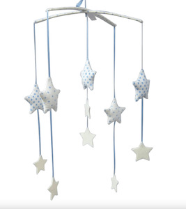 Mobiles And Music Boxes: Alimrose | Falling Star Mobile, Blue & Ivory