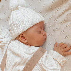 Little B's Nursery | Ribbed Baby Beanie, Milk
