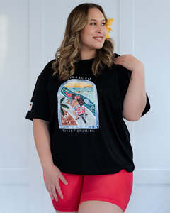 Sunset Cruising Oversized T-Shirt - Black