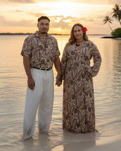 Mens: Island Dress & Shirt Matching Set - Lagoon Mocha