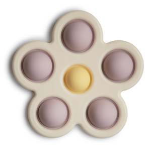 Rattles Teethers: Flower Press Toy - Lilac/Daffodil/Ivory
