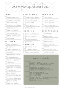 Digital Downloads: Camping Checklist