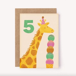 Under 20: Age 5 Giraffe Birthday Card