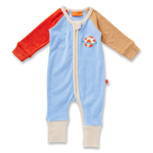 Space Blue Terry Long Sleeve Romper