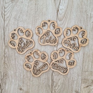Christmas Baubles: Dog Paw Christmas Baubles Personalised