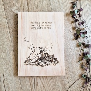 Pine Signs: Winnie the Pooh - "How Lucky I Am" Quote Solid Pine Sign