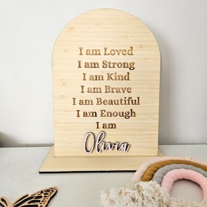 Childrens Wall Decor: Bamboo Arch affirmation Plaque