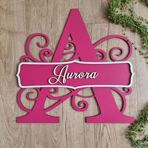 Childrens Personalised Name Decor: Monogram Letter Raised Script Letter Name