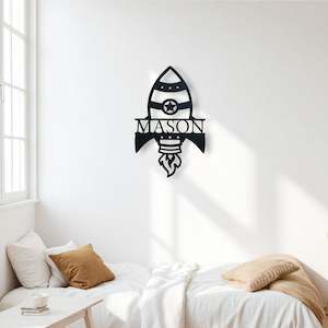 Childrens Personalised Name Decor: Rocket Name Plaque