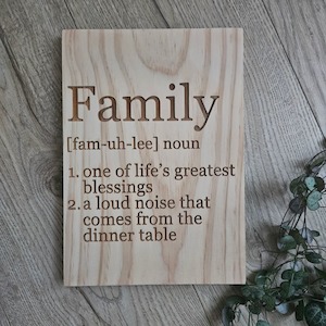 Pine Signs: Family Definition Solid Pine Sign