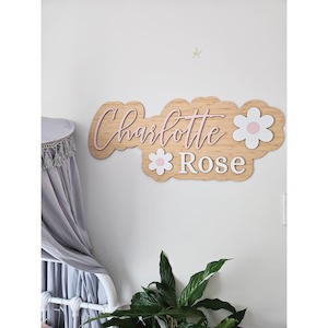 New: Popped Two names with Flowers Name Plaque