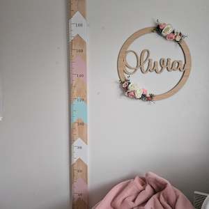 New: Chevron Painted Wooden Height Chart - Personalised Childrens Growth Ruler