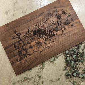 Wedding: Floral Bee Walnut Board