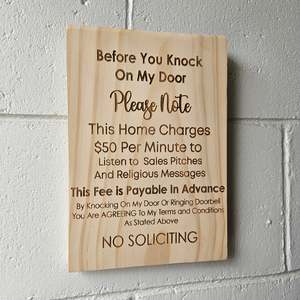 No Soliciting Solid Pine Sign