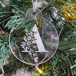 On Sale: Floral Monogram Acrylic Bauble