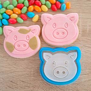 Pig Raised Acrylic Fondant Stamp & Cookie Cutter