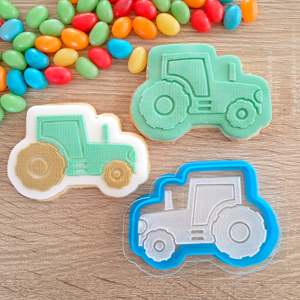 Fondant Stamps: Tractor Raised Acrylic Fondant Stamp & Cookie Cutter