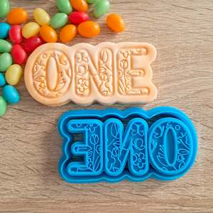 ONE (floral) Cookie Cutter & Fondant Stamp