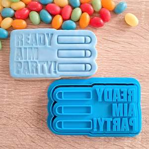 Birthday Fondant Stamps: Ready Aim Party! Cookie Cutter & Fondant Stamp