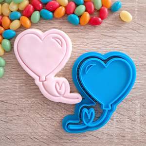 Birthday Fondant Stamps: Heart Balloon Cookie Cutter & Fondant Stamp