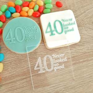 Birthday Fondant Stamps: 40 Never Looked So Good Raised Acrylic Fondant Stamp