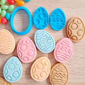 Easter Fondant Stamps: Mini Easter Egg Cookie Cutter & Stamps (3 pcs)