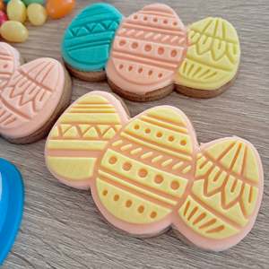 Easter Fondant Stamps: Easter Eggs Raised Acrylic Fondant Stamp & Cookie Cutter