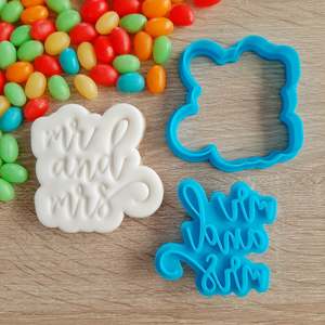 Wedding Engagement Fondant Stamps: Mr & Mrs Cookie Cutter & Fondant Stamp