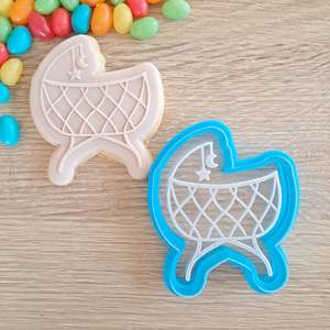 Baby Fondant Stamps: Bassinet Raised Acrylic Fondant Stamp & Cookie Cutter