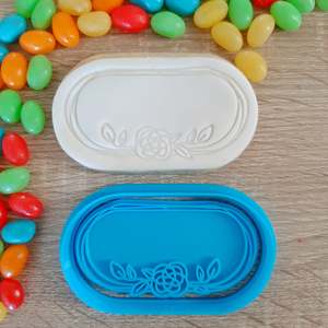 Mothers Day Fondant Stamps: Oval Floral Wreath Cookie Cutter & Fondant Stamp