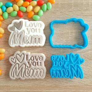 Mothers Day Fondant Stamps: Love You Mum Cookie Cutter & Fondant Stamp