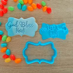 Personalised Fondant Stamps: Custom God Bless Name Cookie Cutter & Fondant Stamp