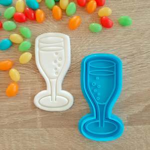 Thank You Fondant Stamps: Champagne Glass Cookie Cutter & Fondant Stamp