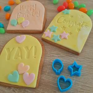 Thank You Fondant Stamps: Mini Fondant Cutters (balloon, heart, star - set of 3)