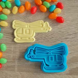 Vehicle Cutters Stamps: Helicopter Cookie Cutter & Fondant Stamp