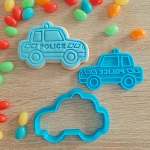 Vehicle Cutters Stamps: Police Car Cookie Cutter & Fondant Stamp