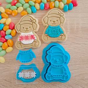 Christmas Sweater Friends - Dog Cookie Cutter & Fondant Stamp (5 pcs)
