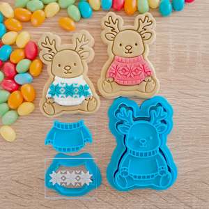 Christmas Sweater Friends - Reindeer Cookie Cutter & Fondant Stamp (5 pcs)