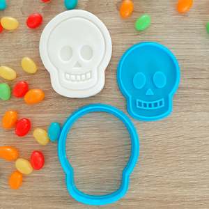 Halloween Cutters Stamps: Skull Cookie Cutter & Fondant Stamp