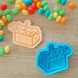 Fathers Day Cutters Stamps: Toolbox Cookie Cutter & Fondant Stamp