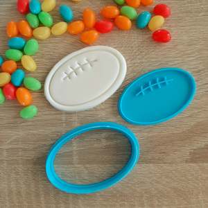Fathers Day Cutters Stamps: Rugby Ball Cookie Cutter & Fondant Stamp