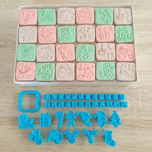 Christmas Cutters Stamps: Advent Calendar Cookie Stamp & Cutter Set