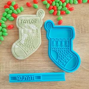 XL Stocking Cookie Cutter & Fondant Stamp Set