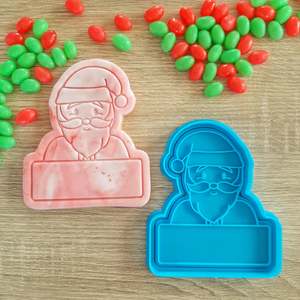 Christmas Cutters Stamps: XL Santa with Name Box Cookie Cutter & Fondant Stamp Set