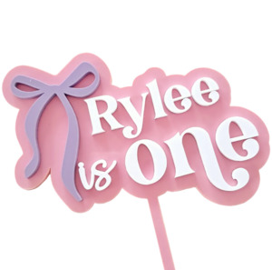 Custom Bow Name & Age Cake Topper