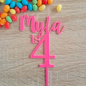 Cake Toppers: Custom Name is Age Acrylic Cake Topper