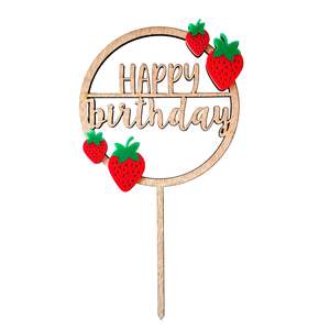 Cake Toppers: Strawberry Happy Birthday Cake Topper