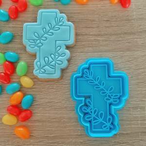 Religious Cutters Stamps: Leafy Cross Cookie Cutter & Fondant Stamp